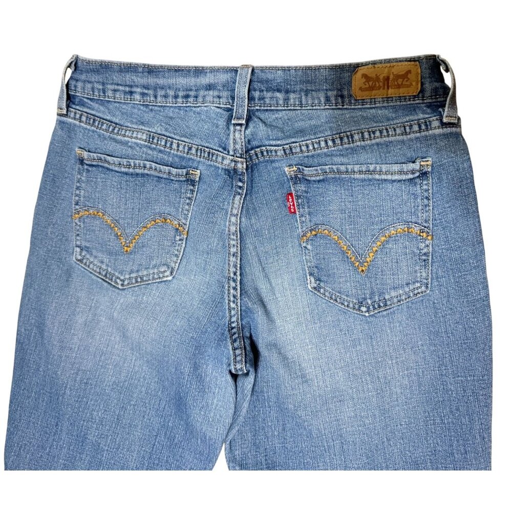 Levi's 505 Embroidered Straight Leg Jeans W27 L32 Blue Denim Stretch Levis